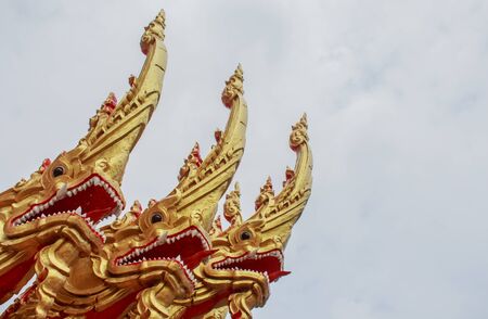 Great Serpent Thai northern style temple, Wat Non shatthatham, Thailandの写真素材