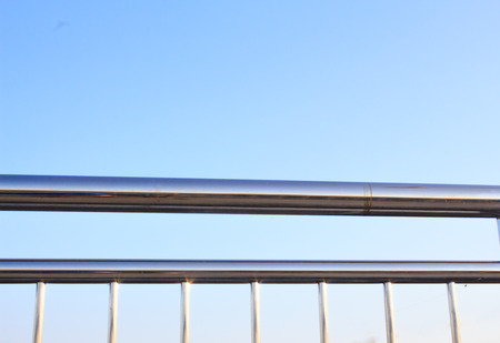 Pedestrian bridge made of stainless in countryの写真素材