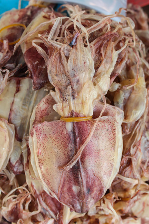 Close up dried squid for backgroundの写真素材