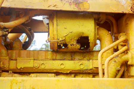 Close up yellow Car air filter tractorの写真素材