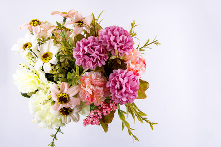 Artificial flower bouquet decoration, copy space backgroundの写真素材