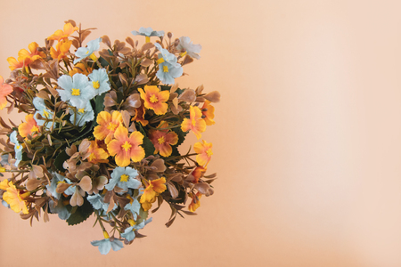 Artificial flower bouquet decoration, copy space backgroundの写真素材