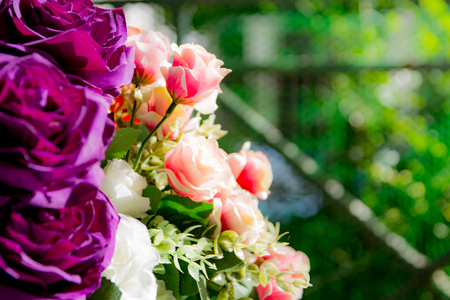 Beautiful rose of artificial flowers, Artificial Pastel rose flowersの写真素材