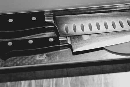 Chef's knife, steel kitchen chef's knifeの写真素材
