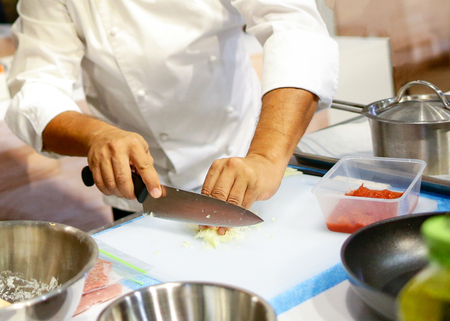 Chef cooking food in the kitchen, Chef preparing foodの写真素材