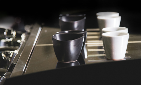 coffee mug, Coffee machine with cups on topの写真素材