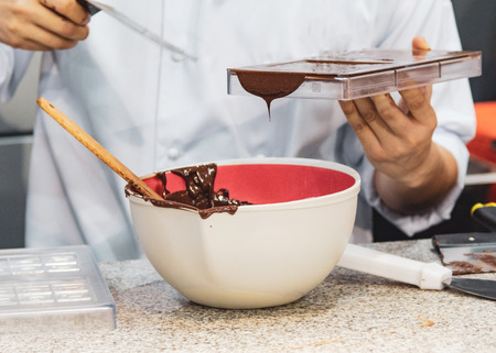 Chocolate fudge frosting, making chocolate fudgeの写真素材