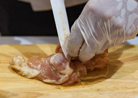 Chef preparing food, meal, in the kitchen, chef cooking, Chef decorating dish, closeupの写真素材