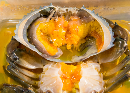 Pickled crab eggs with fish sauce, Thai seafoodの写真素材