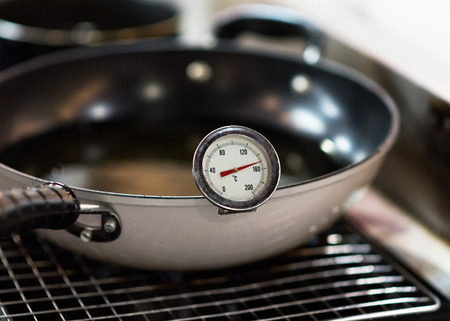 Thermometer for food, Dial Thermometer in Heating Waterの写真素材