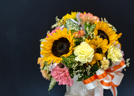 Beautiful bouquet of flowers colorful, flower decoration, Floral arrangementの写真素材