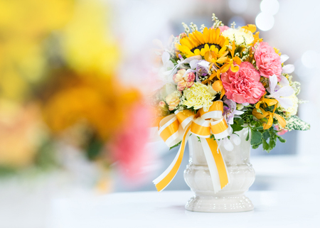 Beautiful bouquet of flowers colorful, flower decoration, Floral arrangementの写真素材