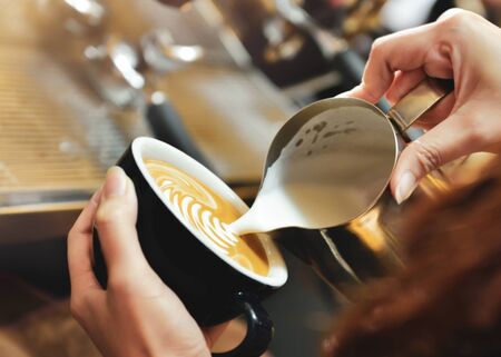 Man making coffee artの写真素材