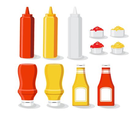 Sauce mock up set vector illustration isolated white backgroundのイラスト素材