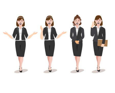 Business woman with sign Marketing, advertising, promotion vector illustration of Advertising Promotionのイラスト素材