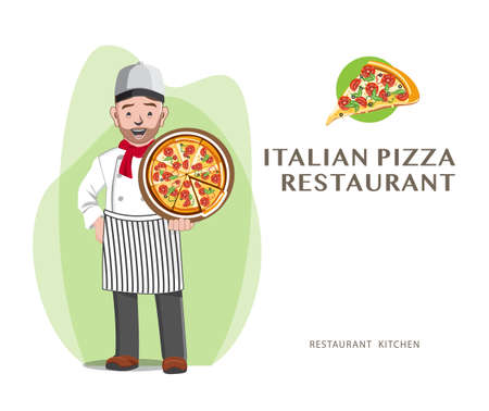 Professional pizza Chef restaurant, Chef Vector Illustration Designのイラスト素材