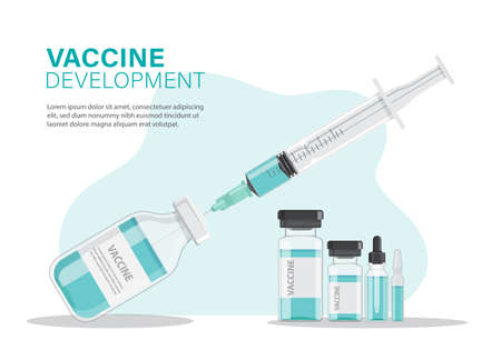Coronavirus vaccine development concept , Vector illustrationのイラスト素材