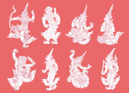 Traditional Thai Art, Vector illustration isolatedのイラスト素材