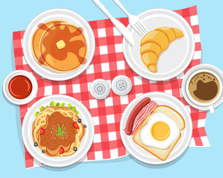 Breakfast food concept icon flat Vectorのイラスト素材