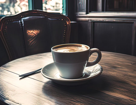 Coffee cup in coffee shop - vintage effect style pictures.の素材