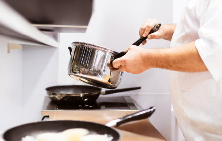 Chef preparing food, meal,  chef cooking in the kitchen, Chef decorating dish,  chef at work