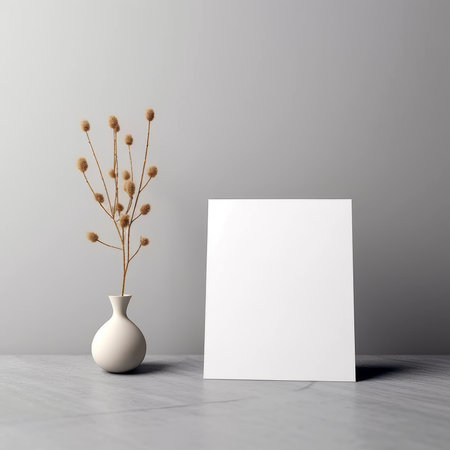 Elegant simple greeting card mockup white blank cardの素材