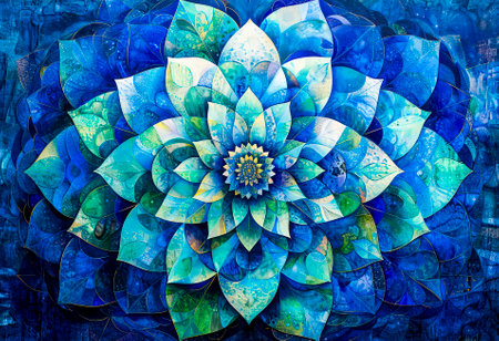 This richly textured 3D mandala art piece features intricate beadwork and a kaleidoscope of vibrant colors, showcasing exceptional detail.の素材