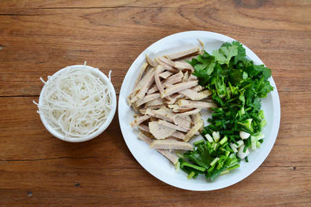 Thai Food â?? Moo Yo (White Pork Sausage) and corianderの写真素材