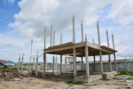 structure house,reinforced concrete in construction siteの写真素材