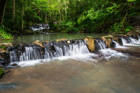 Beautiful waterfalls in green forest at THAILAND
