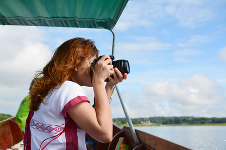 Tourists photographed on the boat