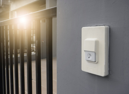 doorbell or buzzer on gray wallの写真素材