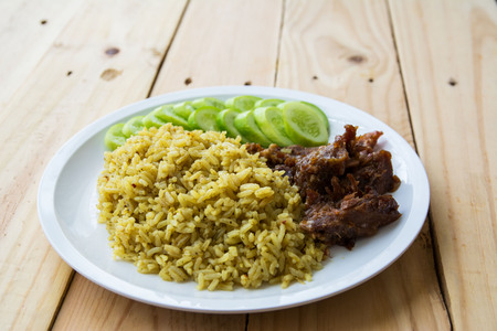 Halal food Arab rice with meatの写真素材