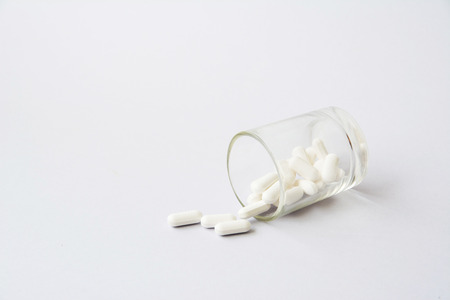paracetamol in glass on white backgroundの写真素材