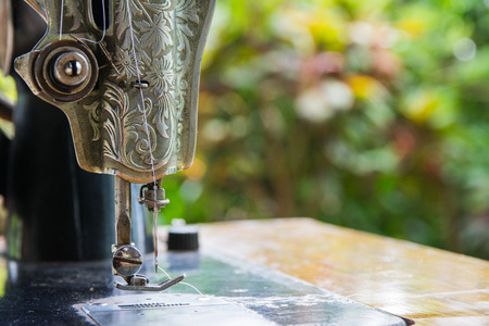 Closeup old sewing machine vintage style