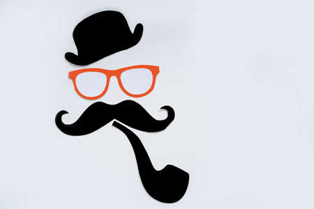 Concept of carnival festival : Multi color carnival mask and black mustacheの写真素材