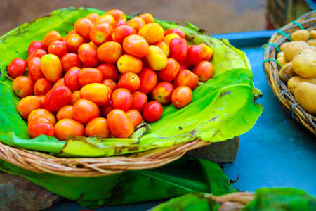 Fresh vegetables at indian vegetable market