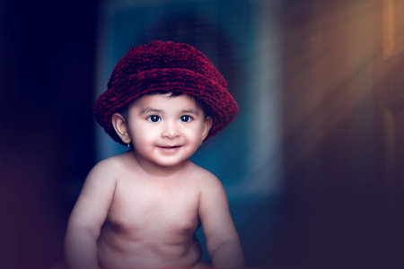 Cute indian baby child smilingの写真素材