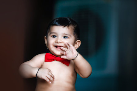 Cute indian baby child smilingの写真素材