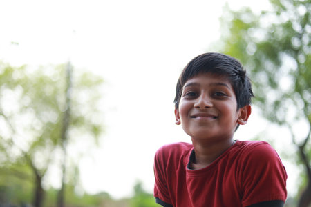 cute indian child at agriculture fieldの写真素材