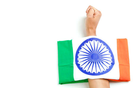 Republic day of India , Independence day India , tricolor flag  in hand