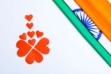 Republic day of India , Independence day India , tricolor flag  in handの写真素材