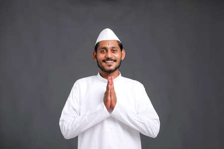 Young indian man (pilgrim) in traditional wear.