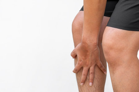 Shin pain from missteps, overuse, or muscle strain may indicate inflammation, stress fractures, or circulation issuesârequiring expert diagnosis and care.の写真素材