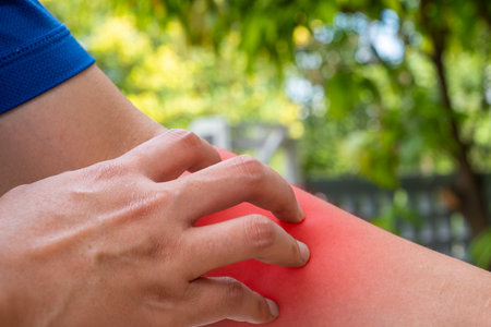 Skin irritation with redness and itching on forearm, possibly caused by allergy, infection, or...
