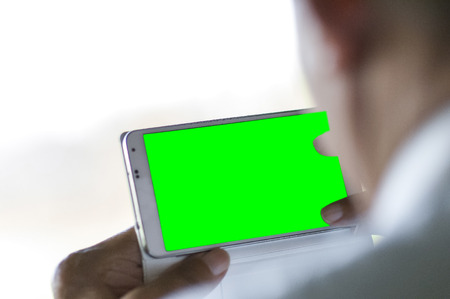 A shot of green screen on mobile.の写真素材