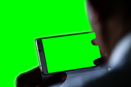 A shot of green screen on mobile.の写真素材