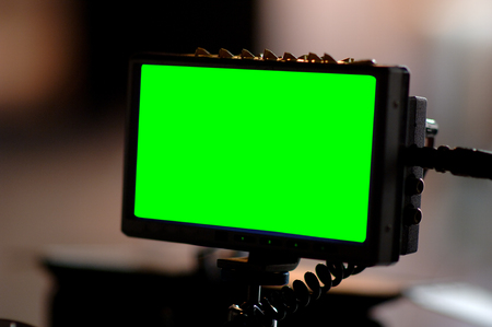 A shot of green screen on monitor.の写真素材