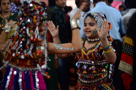 Kids doing Garba, Navratri Celebrations, Mumbaiのeditorial素材