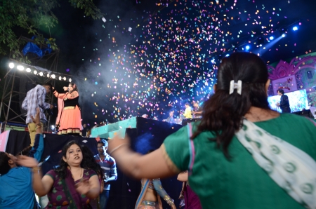 Performers on stage, Navratri Celebrations, Mumbaiのeditorial素材